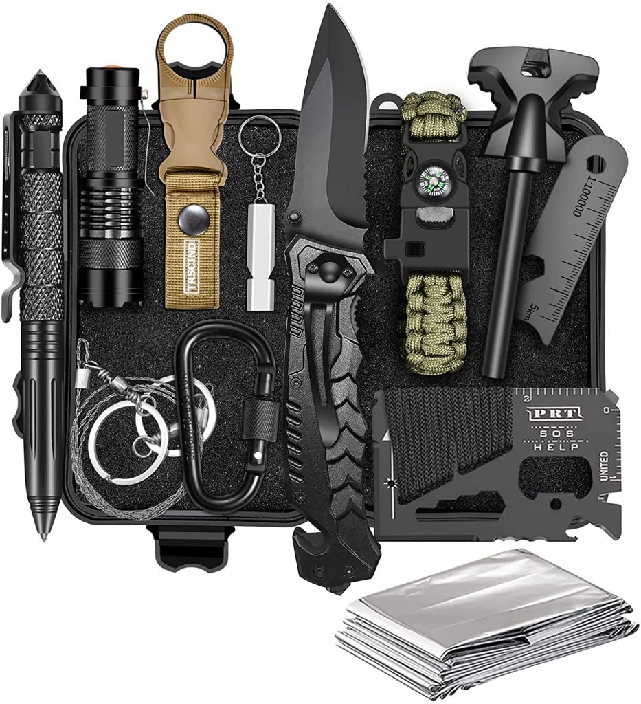 Gifts for Men Dad Him Husband, Survival Gear and Equipment, Survival Kit 11 in 1, Christmas Stocking Stuffers, Fishing Birthday Gifts for Boyfriend Teenage Boy, Cool Gadget, Official EDC Survival Kit